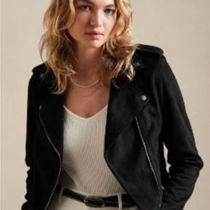 Size S Banana Republic Factory Black Moto Faux Suede Moto Jacket
